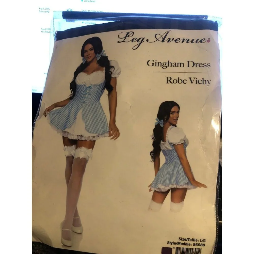 Kansas Hottie Gingham Dress Costume Large Halloween Role Play Stain Defect - Picture 3 of 4
